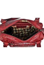 HillBurry Leather Shoulder bags  leather crossbody bags - HillBurry Shoulder Bag with Embossed Floral Print Red