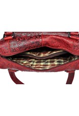 HillBurry Leather Shoulder bags  leather crossbody bags - HillBurry Shoulder Bag with Embossed Floral Print Red