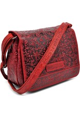 HillBurry Leather bags - Hillburry Shoulder bag with Embossed Leafs red