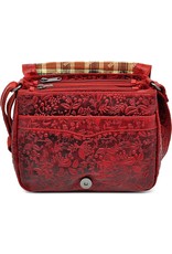 HillBurry Leather bags - Hillburry Shoulder bag with Embossed Leafs red