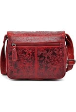 HillBurry Leather bags - Hillburry Shoulder bag with Embossed Leafs red