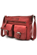 HillBurry Leren Schoudertassen Leren crossbody tassen - HillBurry Leren Schoudertas met meerdere vakken rood