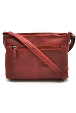 HillBurry Leren Schoudertassen Leren crossbody tassen - HillBurry Leren Schoudertas met meerdere vakken rood