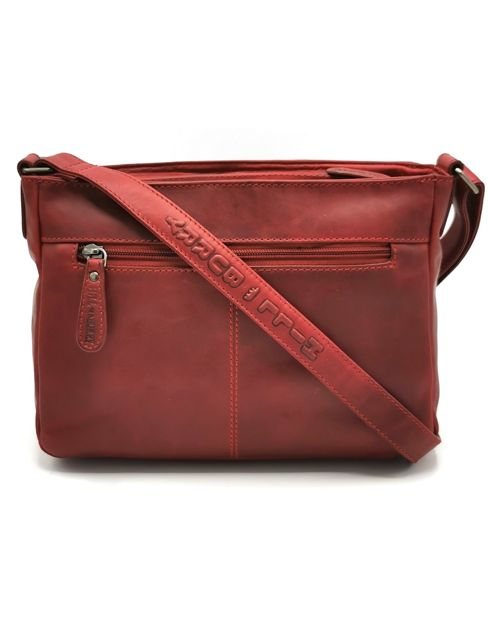 HillBurry Leren Schoudertassen Leren crossbody tassen - HillBurry Leren Schoudertas met meerdere vakken rood