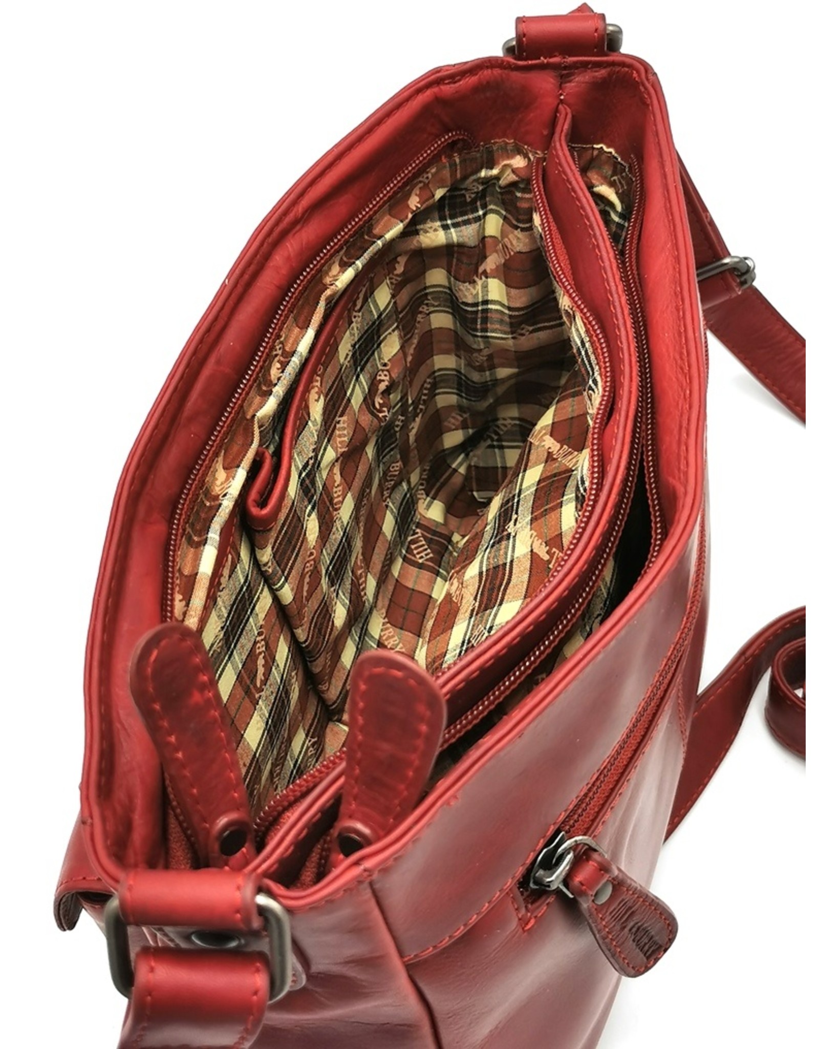 HillBurry Leather Shoulder bags  Leather crossbody bags - HillBurry Leather Shoulder Bag with multiple pockets red