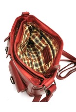 HillBurry Leren Schoudertassen Leren crossbody tassen - HillBurry Leren Schoudertas met meerdere vakken rood