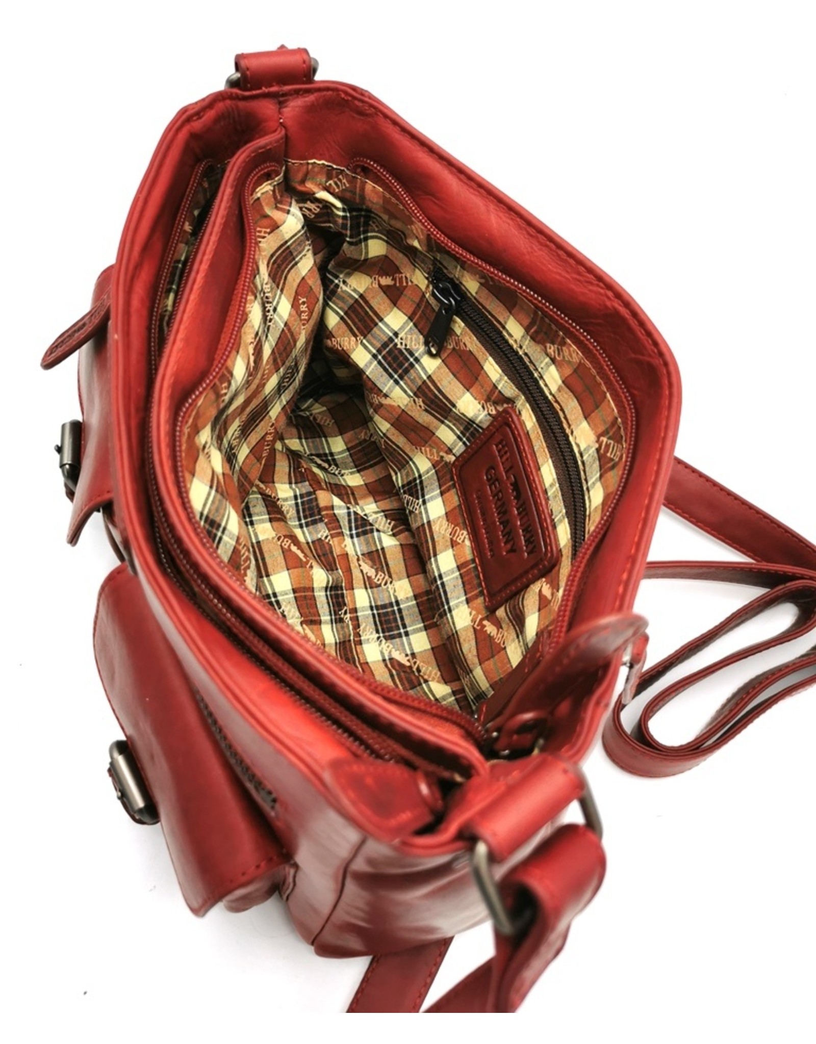 HillBurry Leather Shoulder bags  Leather crossbody bags - HillBurry Leather Shoulder Bag with multiple pockets red