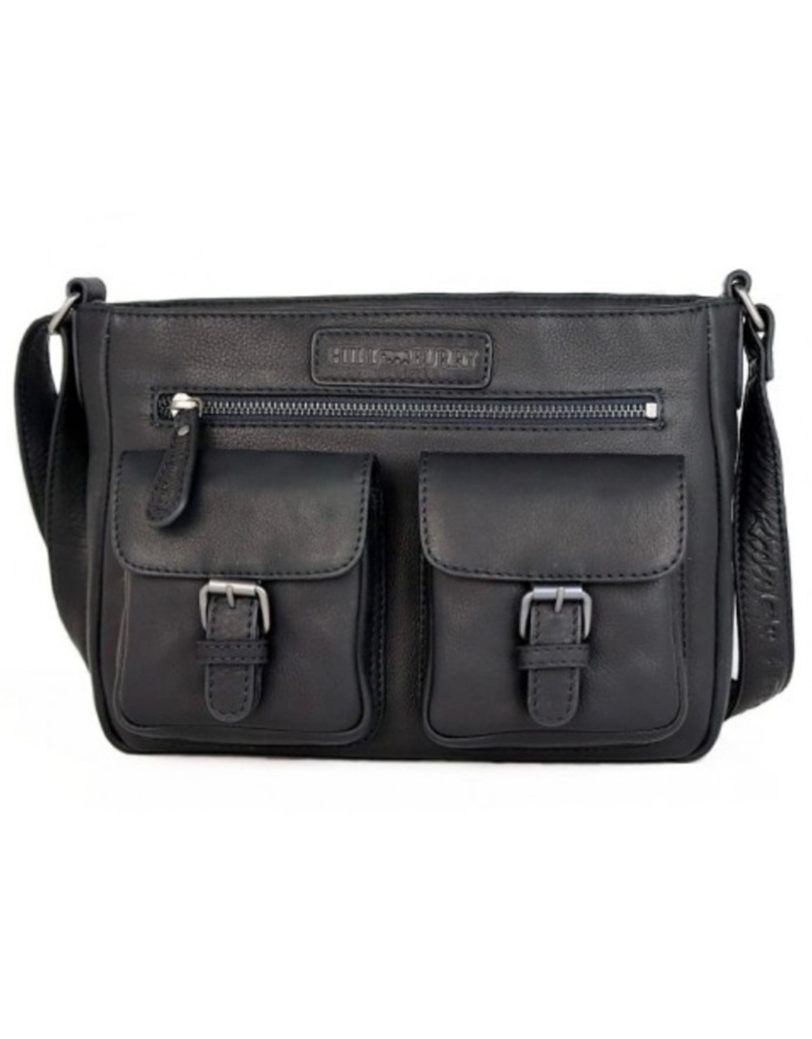 HillBurry Leather Shoulder bags  Leather crossbody bags - HillBurry Leather Shoulder Bag with multiple pockets black