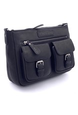 HillBurry Leather Shoulder bags  Leather crossbody bags - HillBurry Leather Shoulder Bag with multiple pockets black