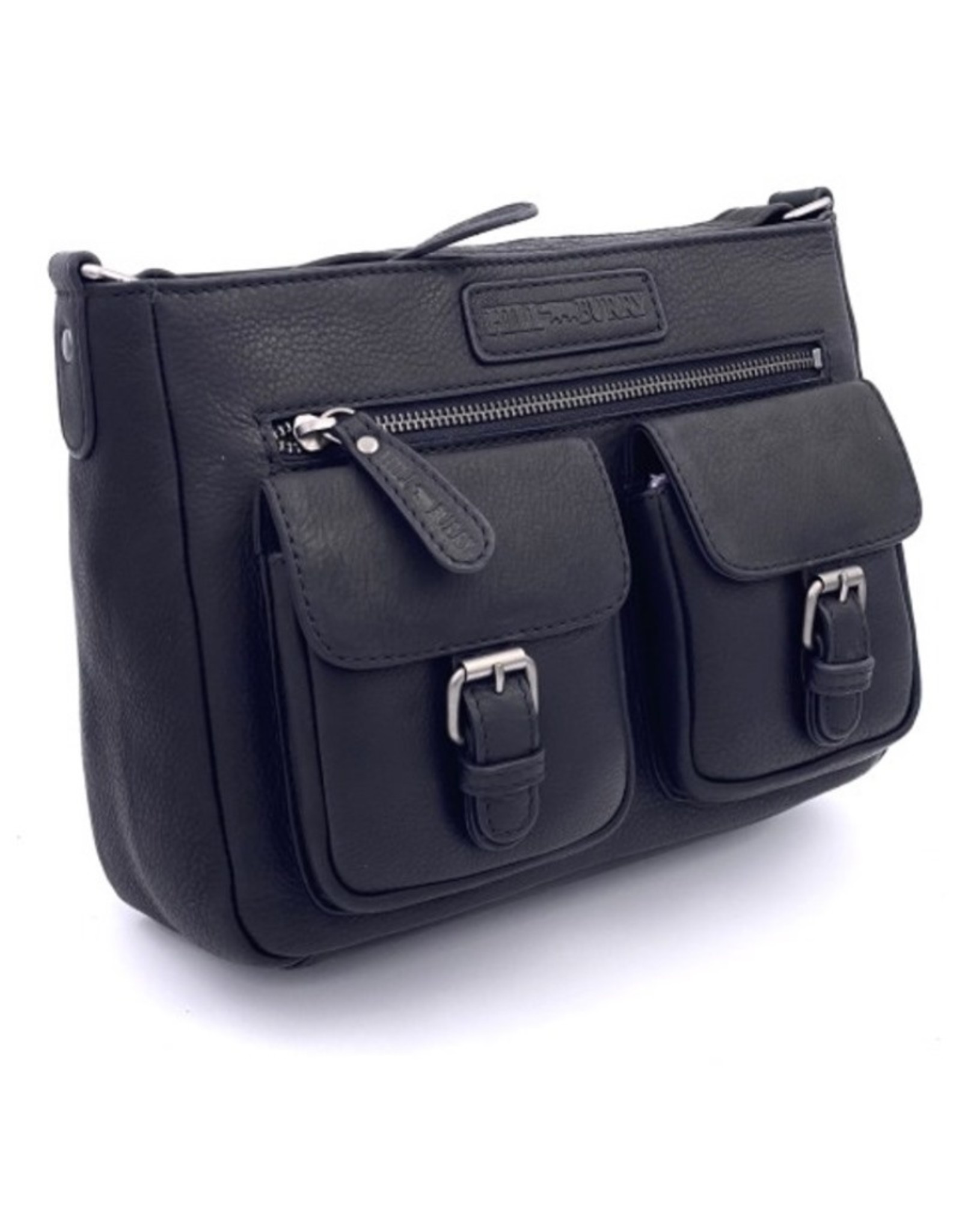 HillBurry Leather Shoulder bags  Leather crossbody bags - HillBurry Leather Shoulder Bag with multiple pockets black