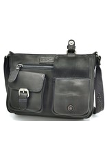 HillBurry Leren Schoudertassen Leren crossbody tassen - HillBurry Leren Schoudertas met meerdere vakken zwart