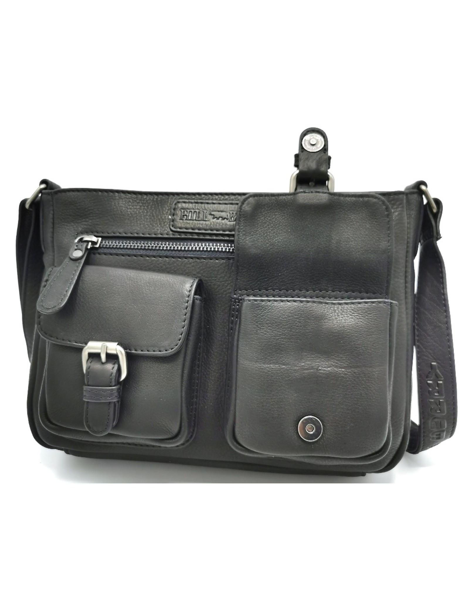 HillBurry Leather Shoulder bags  Leather crossbody bags - HillBurry Leather Shoulder Bag with multiple pockets black