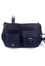 HillBurry Leather Shoulder bags  Leather crossbody bags - HillBurry Leather Shoulder Bag with multiple pockets black