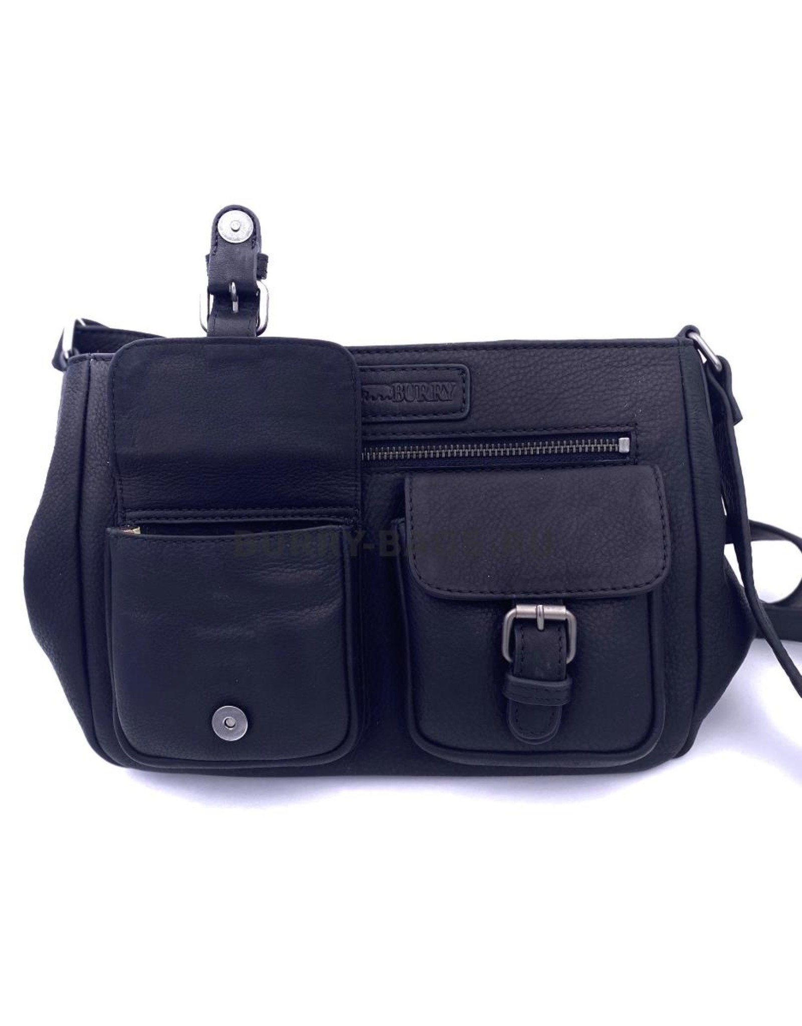 HillBurry Leren Schoudertassen Leren crossbody tassen - HillBurry Leren Schoudertas met meerdere vakken zwart