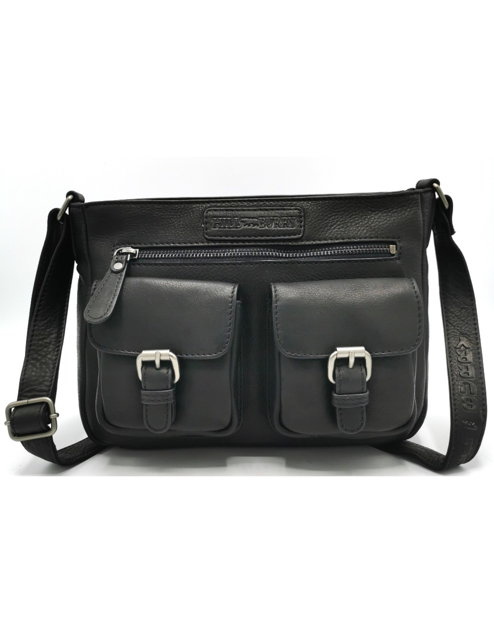 HillBurry Leather Shoulder bags  Leather crossbody bags - HillBurry Leather Shoulder Bag with multiple pockets black