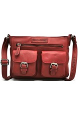 HillBurry Leather Shoulder bags  Leather crossbody bags - HillBurry Leather Shoulder Bag with multiple pockets red