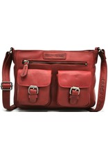 HillBurry Leren Schoudertassen Leren crossbody tassen - HillBurry Leren Schoudertas met meerdere vakken rood