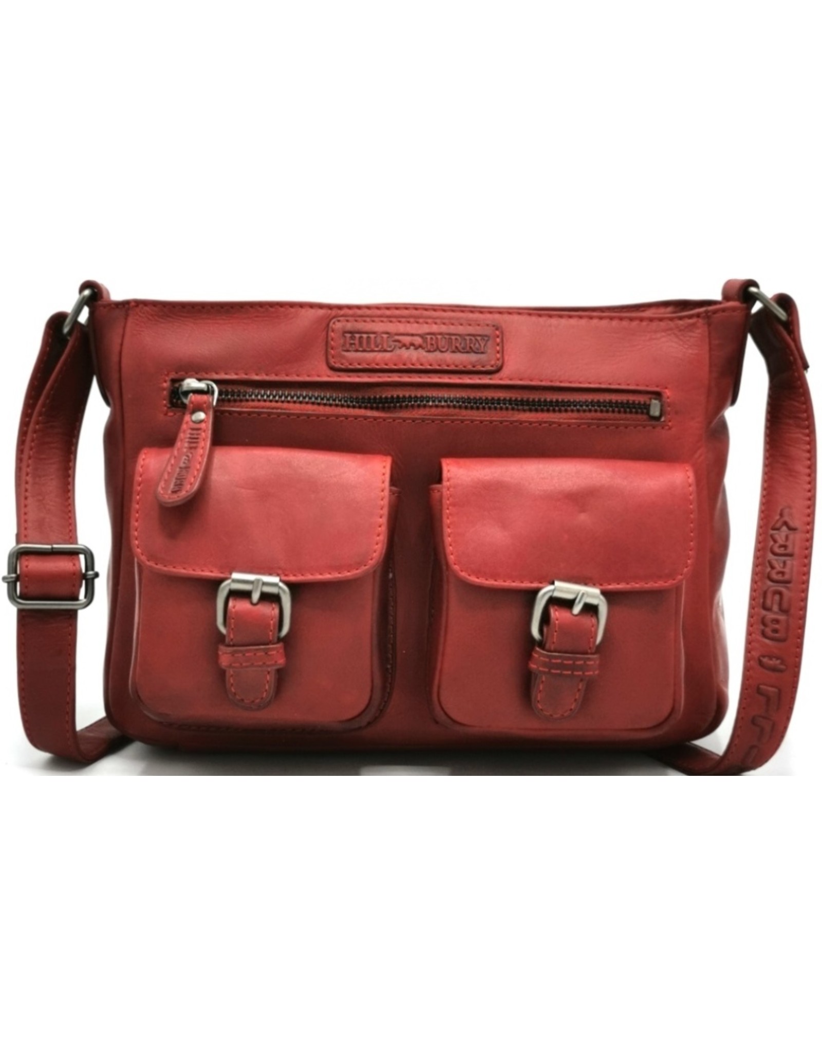 HillBurry Leren Schoudertassen Leren crossbody tassen - HillBurry Leren Schoudertas met meerdere vakken rood