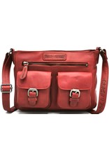 HillBurry Leren Schoudertassen Leren crossbody tassen - HillBurry Leren Schoudertas met meerdere vakken rood