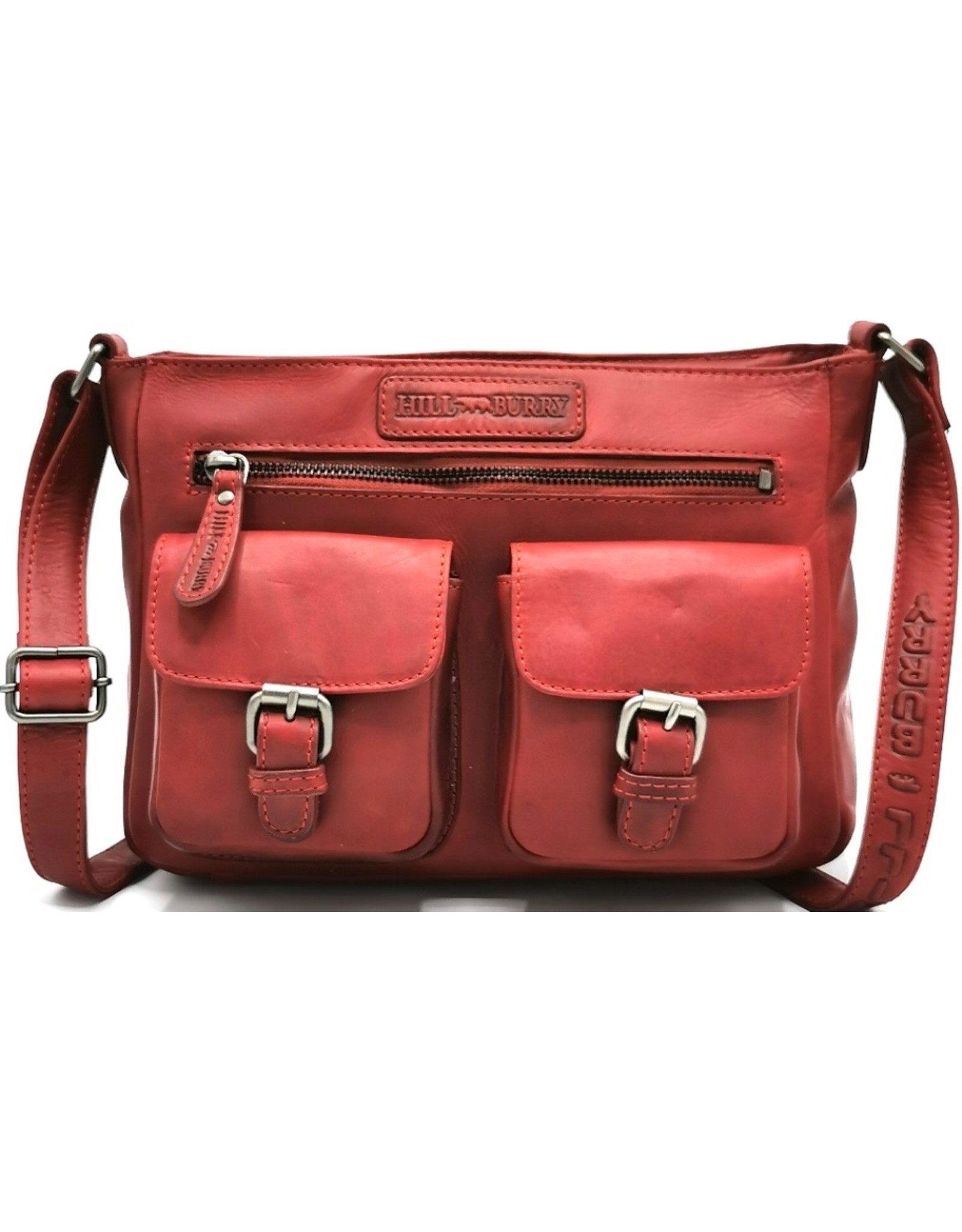 HillBurry Leren Schoudertassen Leren crossbody tassen - HillBurry Leren Schoudertas met meerdere vakken rood