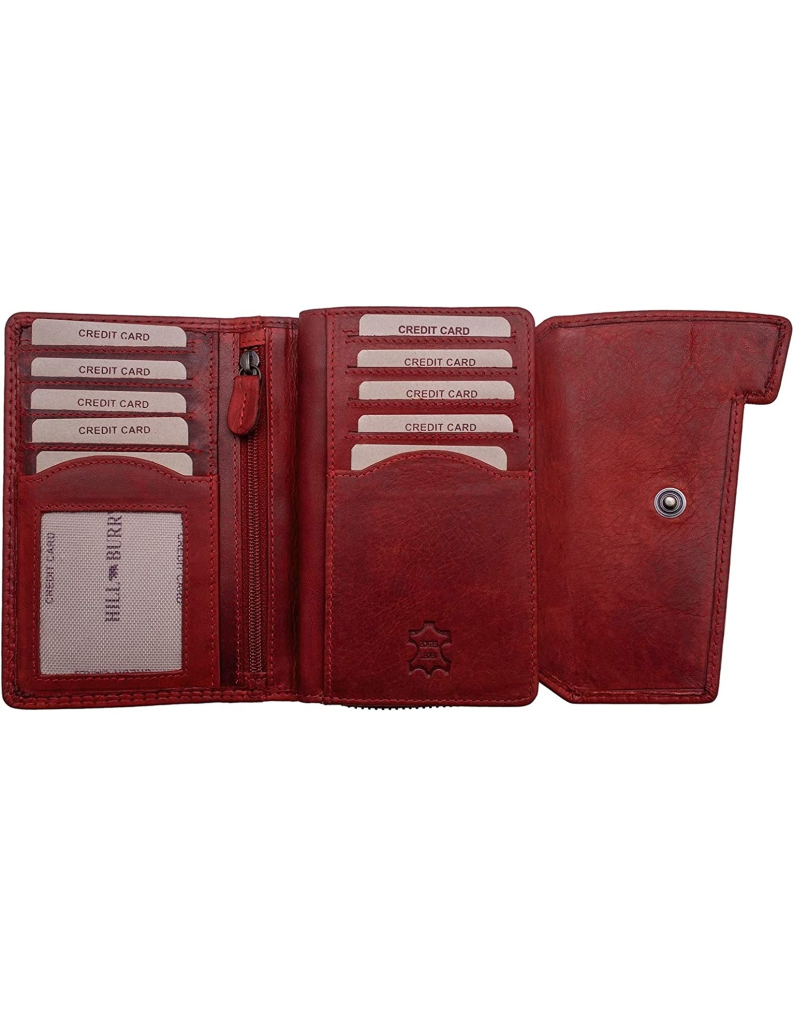 HillBurry Leather wallets - Hillburry leather wallet red with RFID