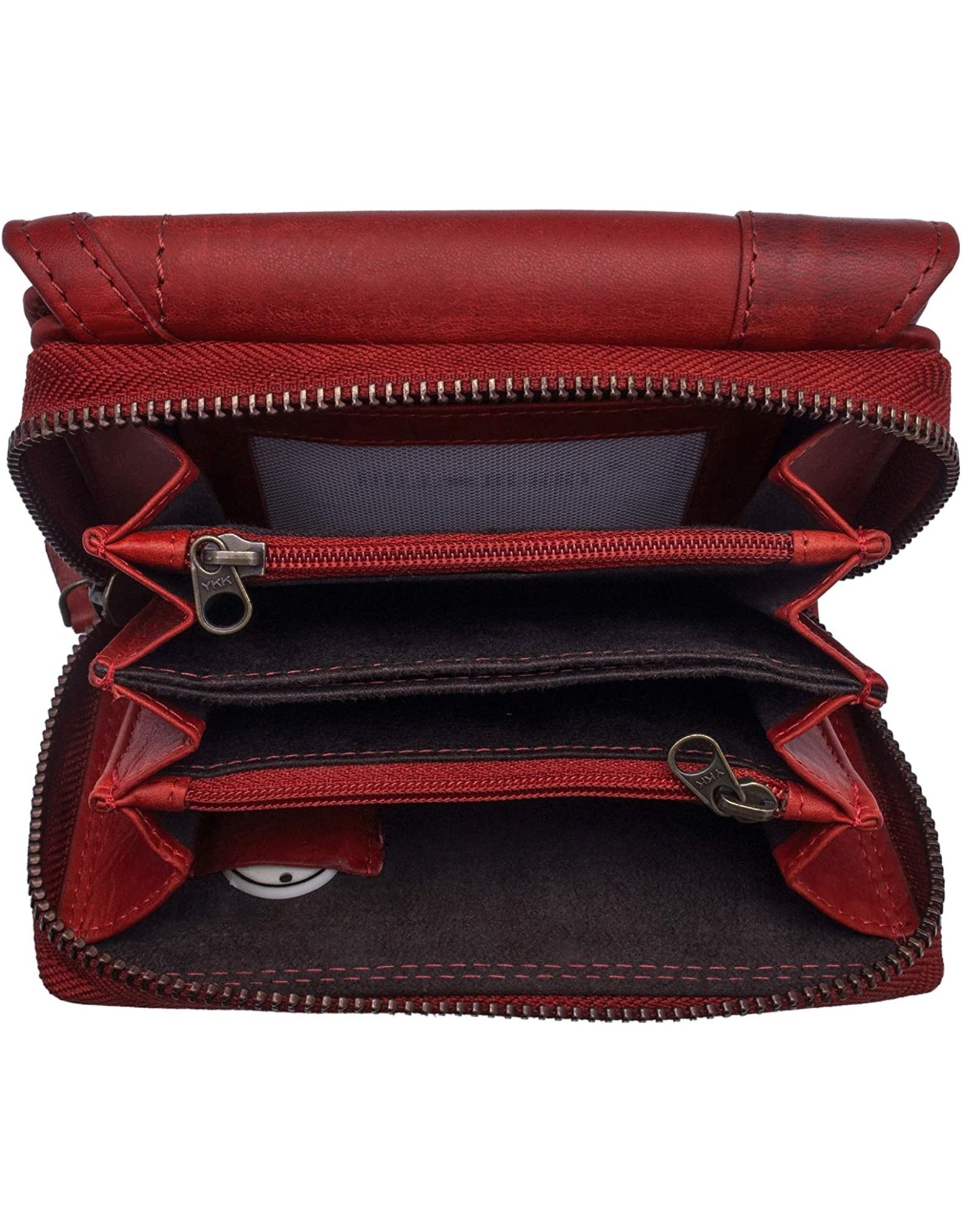 HillBurry Leather wallets - Hillburry leather wallet red with RFID