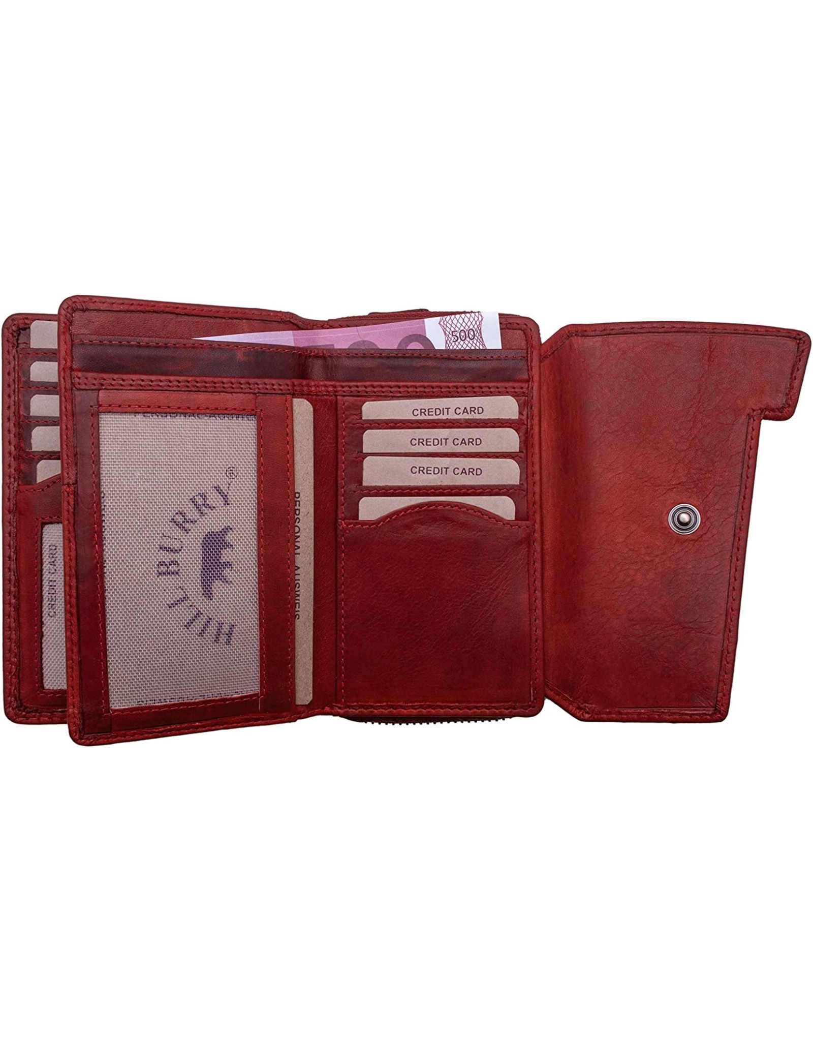 HillBurry Leather wallets - Hillburry leather wallet red with RFID