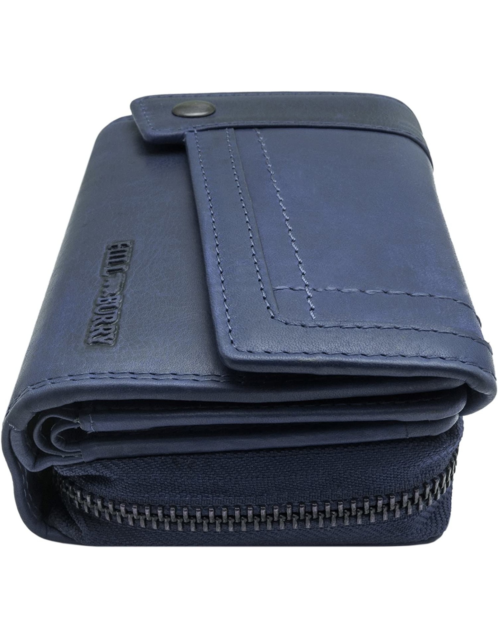 HillBurry Leren portemonnees - Hillburry leren portemonnee met RFID blauw blue