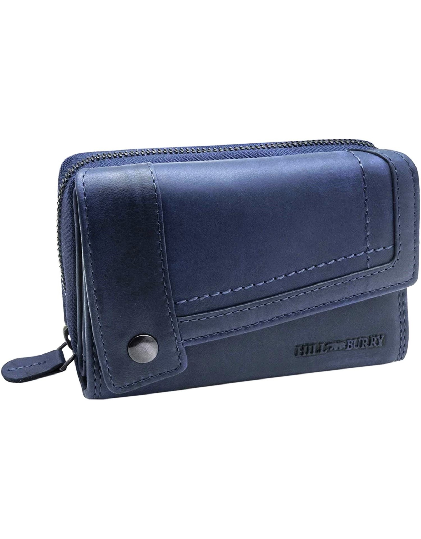 HillBurry Leren portemonnees - Hillburry leren portemonnee met RFID blauw blue