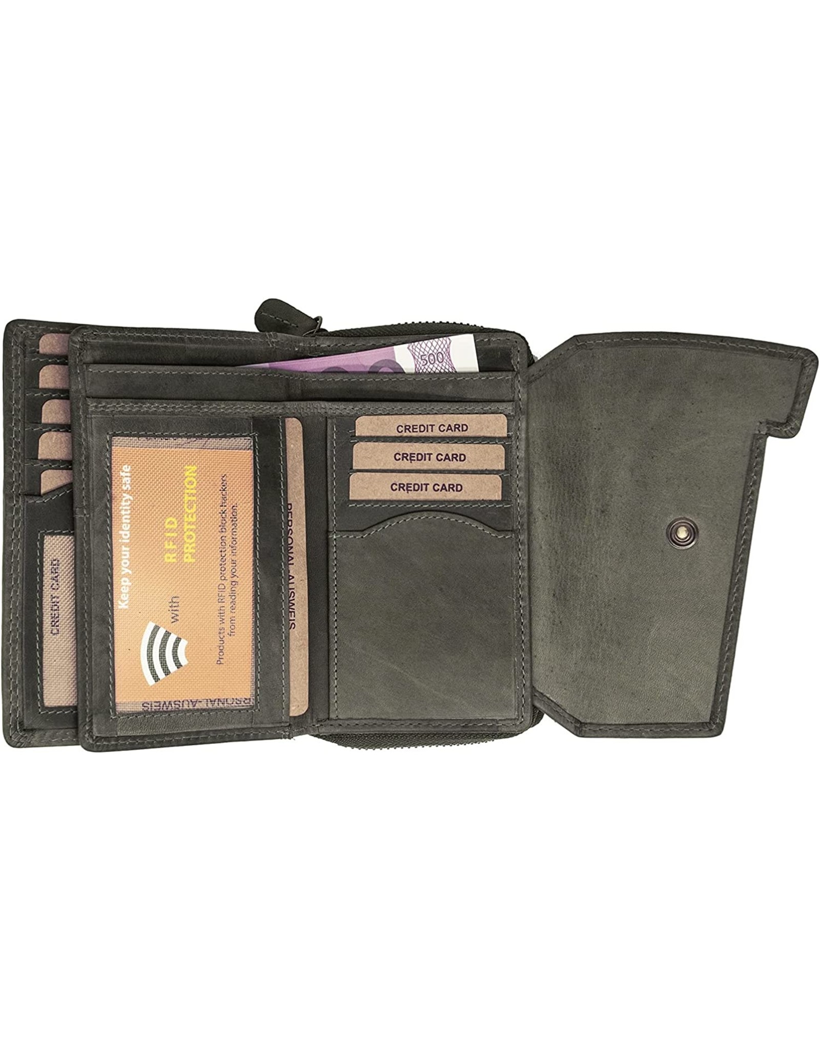 HillBurry Leather wallets - HillBurry Leather Wallet Grey  with RFID
