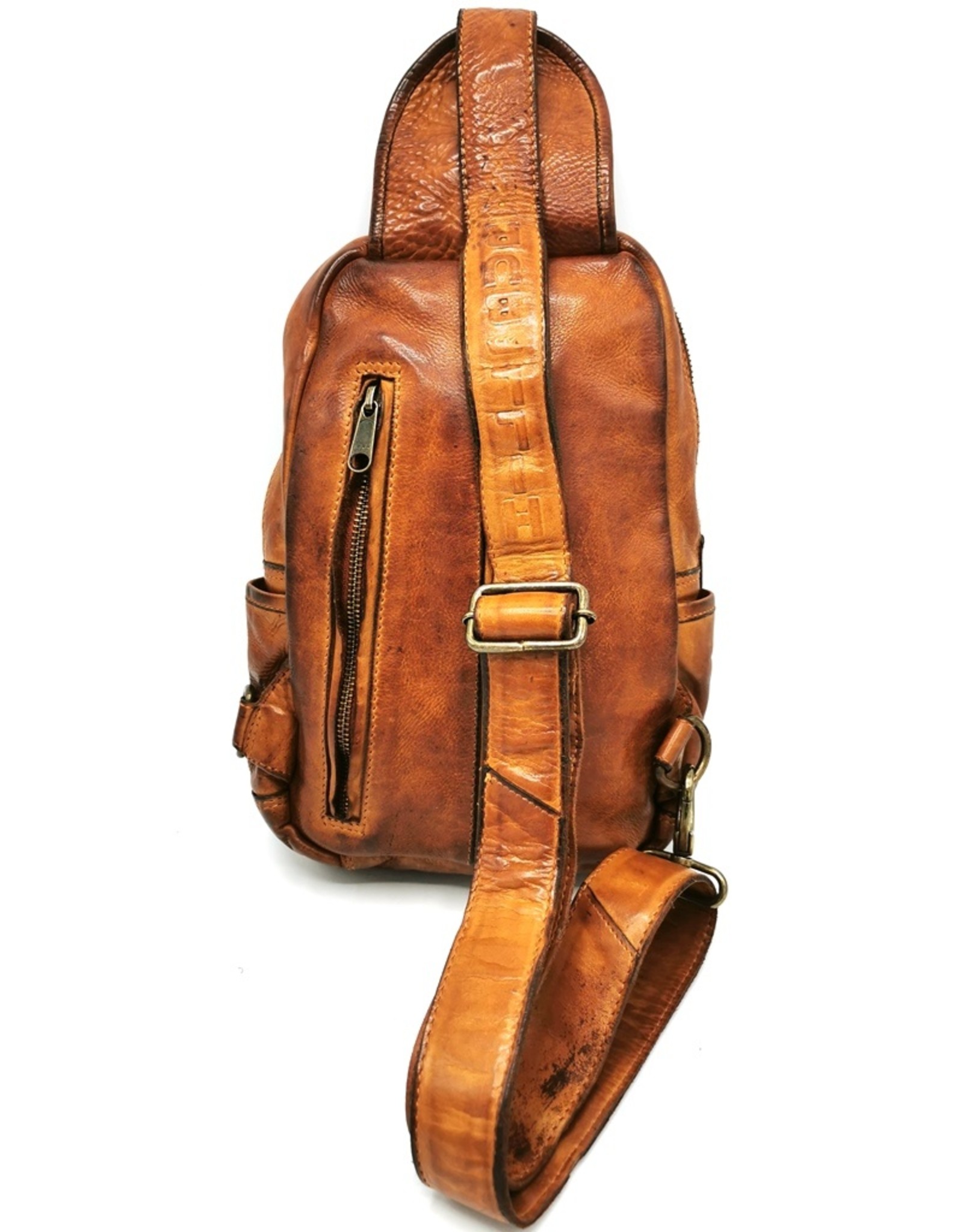 HillBurry Leather bags - Hillburry crossbody-sling bag washed leather cognac