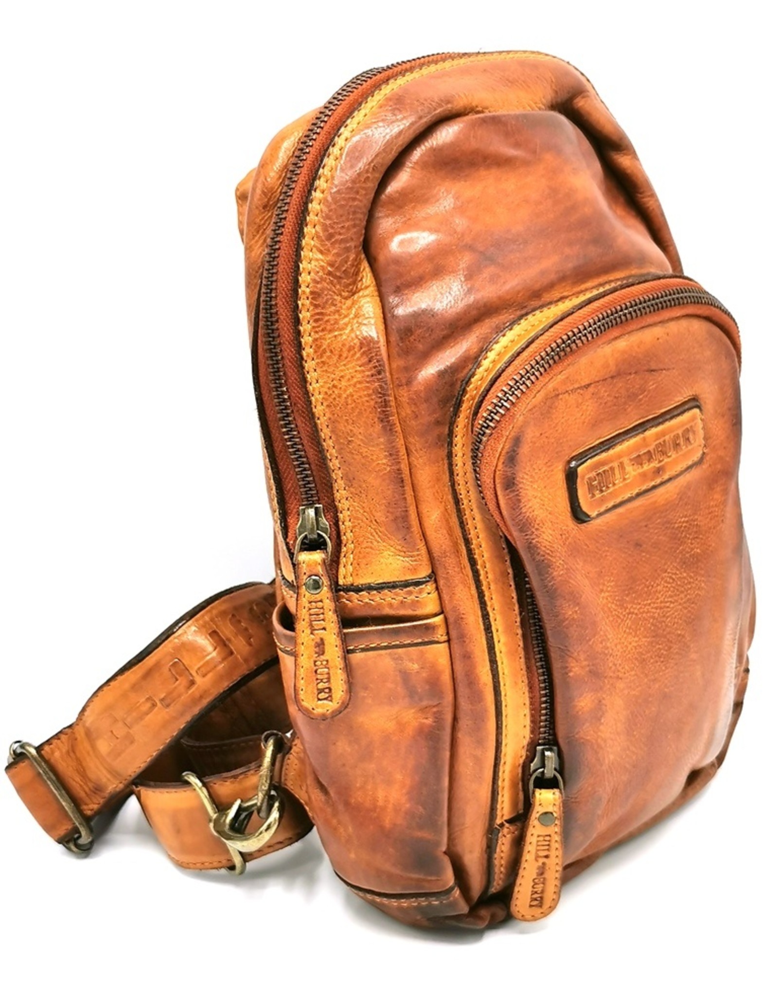 HillBurry Leren tassen - Hillburry crossbody-sling bag gewassen leer cognac