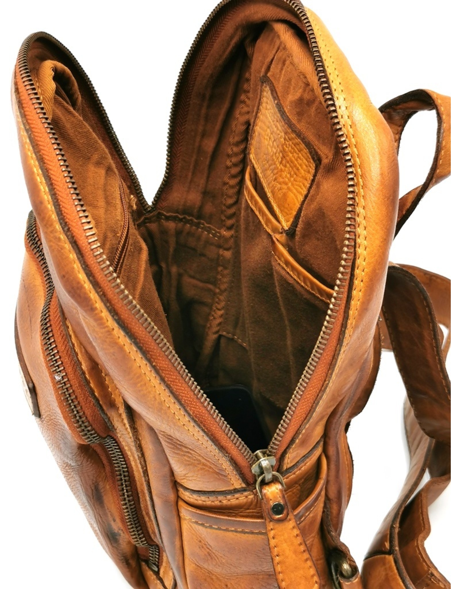 HillBurry Leather bags - Hillburry crossbody-sling bag washed leather cognac