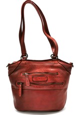 HillBurry Leren tassen - Hillburry Leren Shopper met lange dubbele hengsels rood