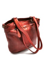 HillBurry Leren tassen - Hillburry Leren Shopper met lange dubbele hengsels rood