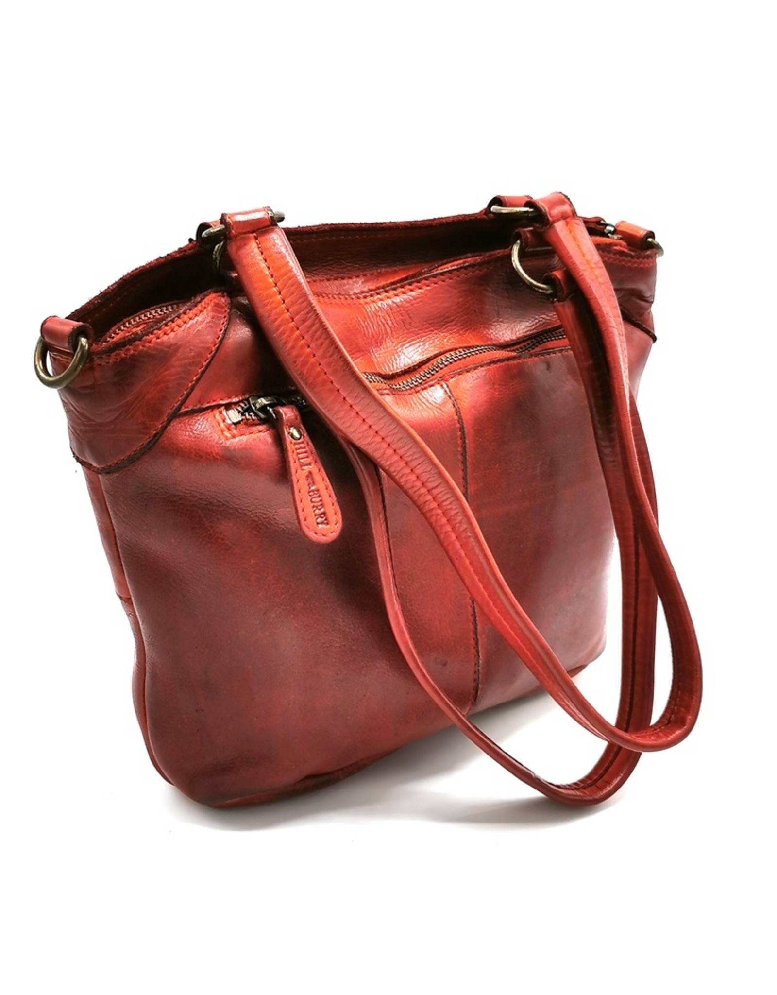 HillBurry Leather bags - Hillburry Leather Shopper with long double handles red