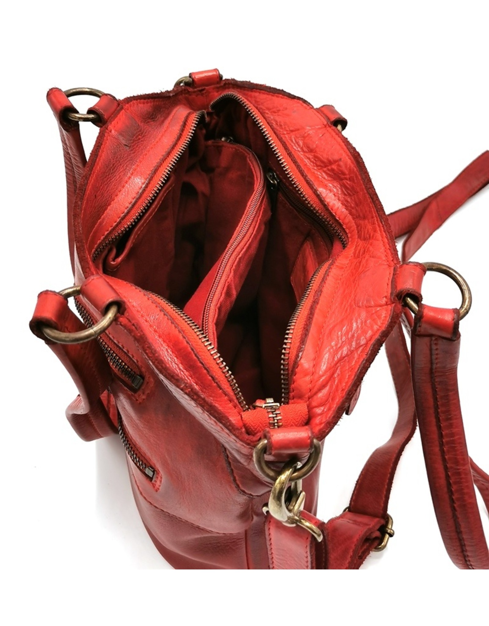 HillBurry Leather bags - Hillburry Leather Shopper with long double handles red