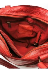 HillBurry Leren tassen - Hillburry Leren Shopper met lange dubbele hengsels rood