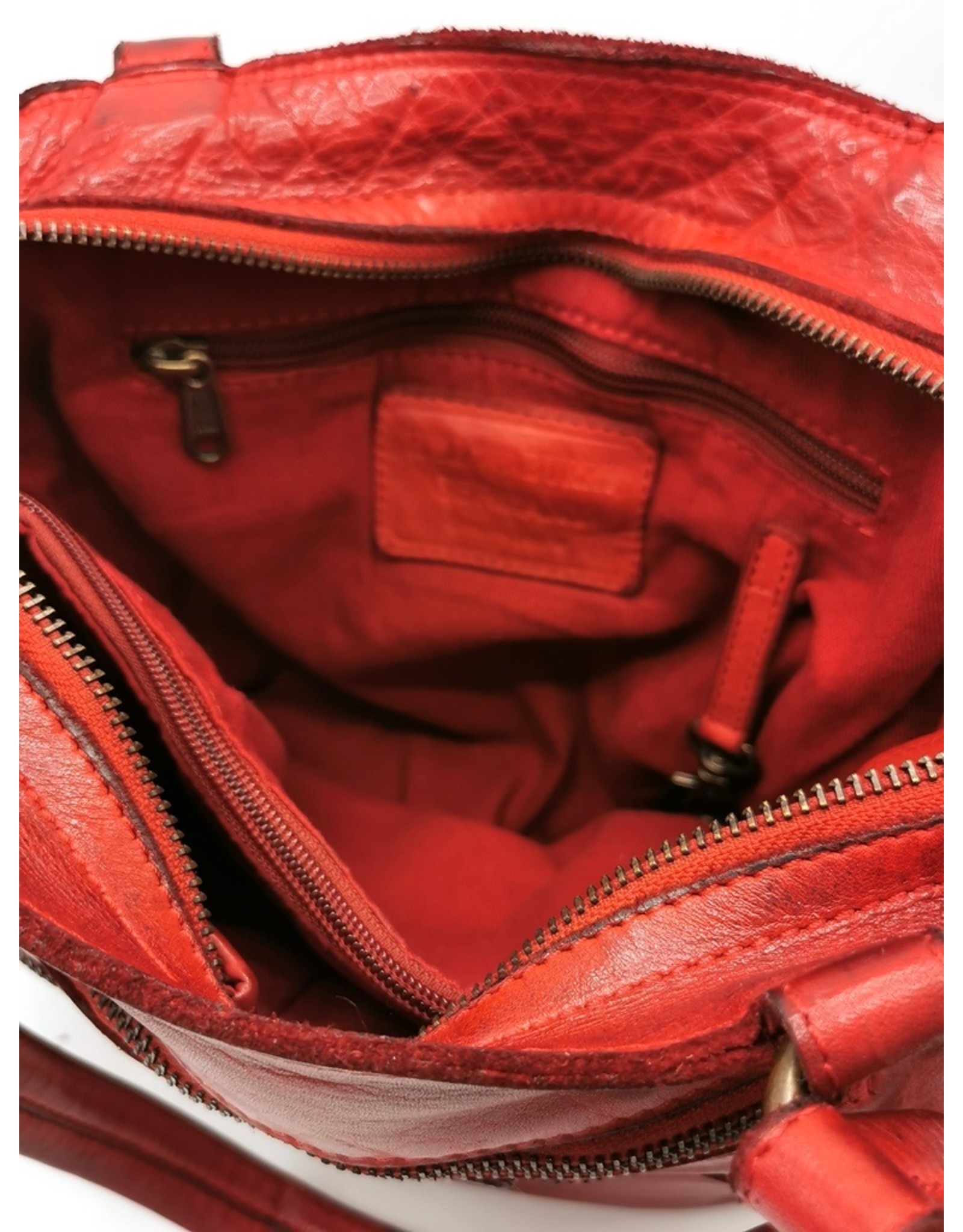 HillBurry Leather bags - Hillburry Leather Shopper with long double handles red