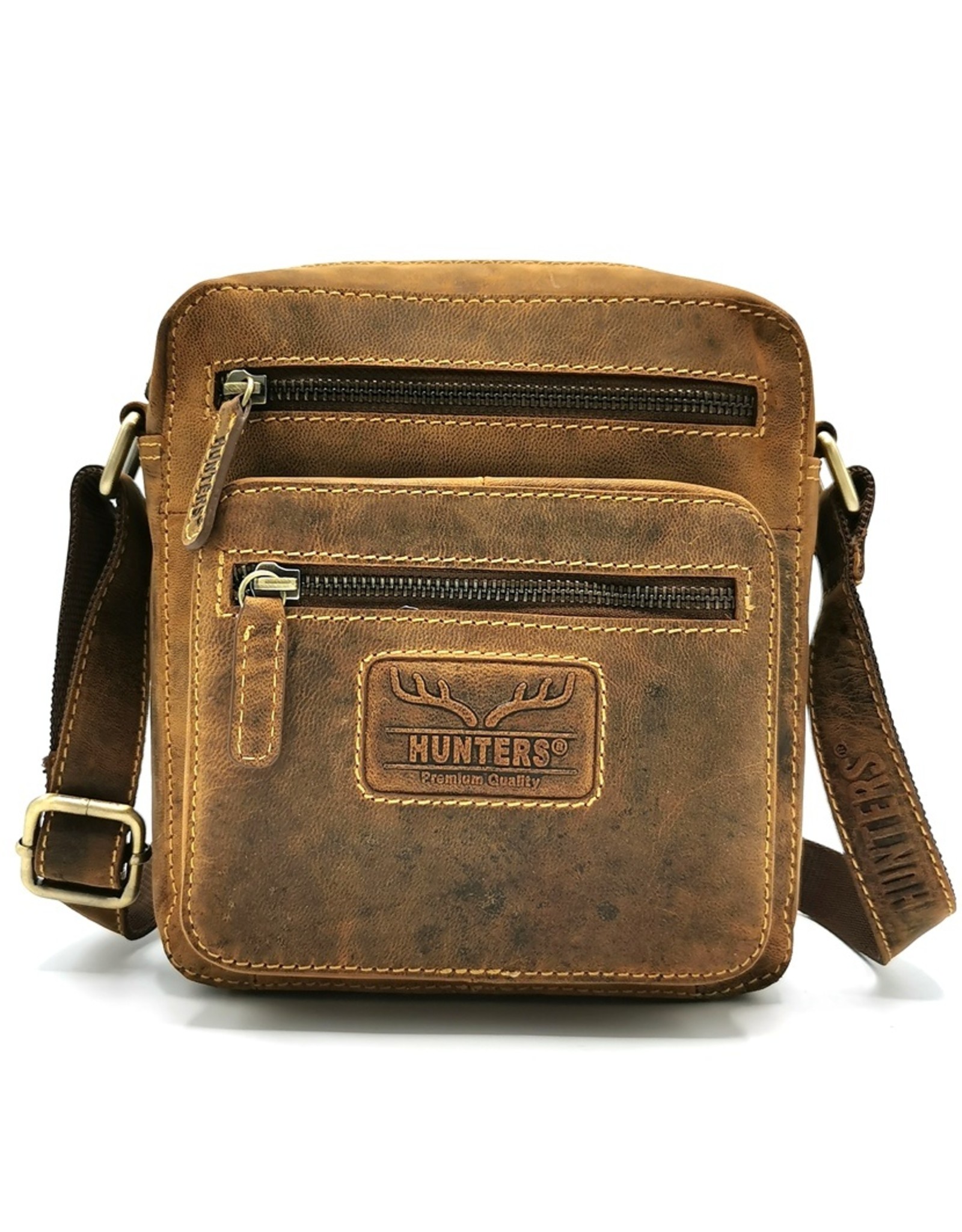 Hunters Leren schodertassen Leren crossbody tassen - Hunters crossbody Buffelleer vierkant (klein)