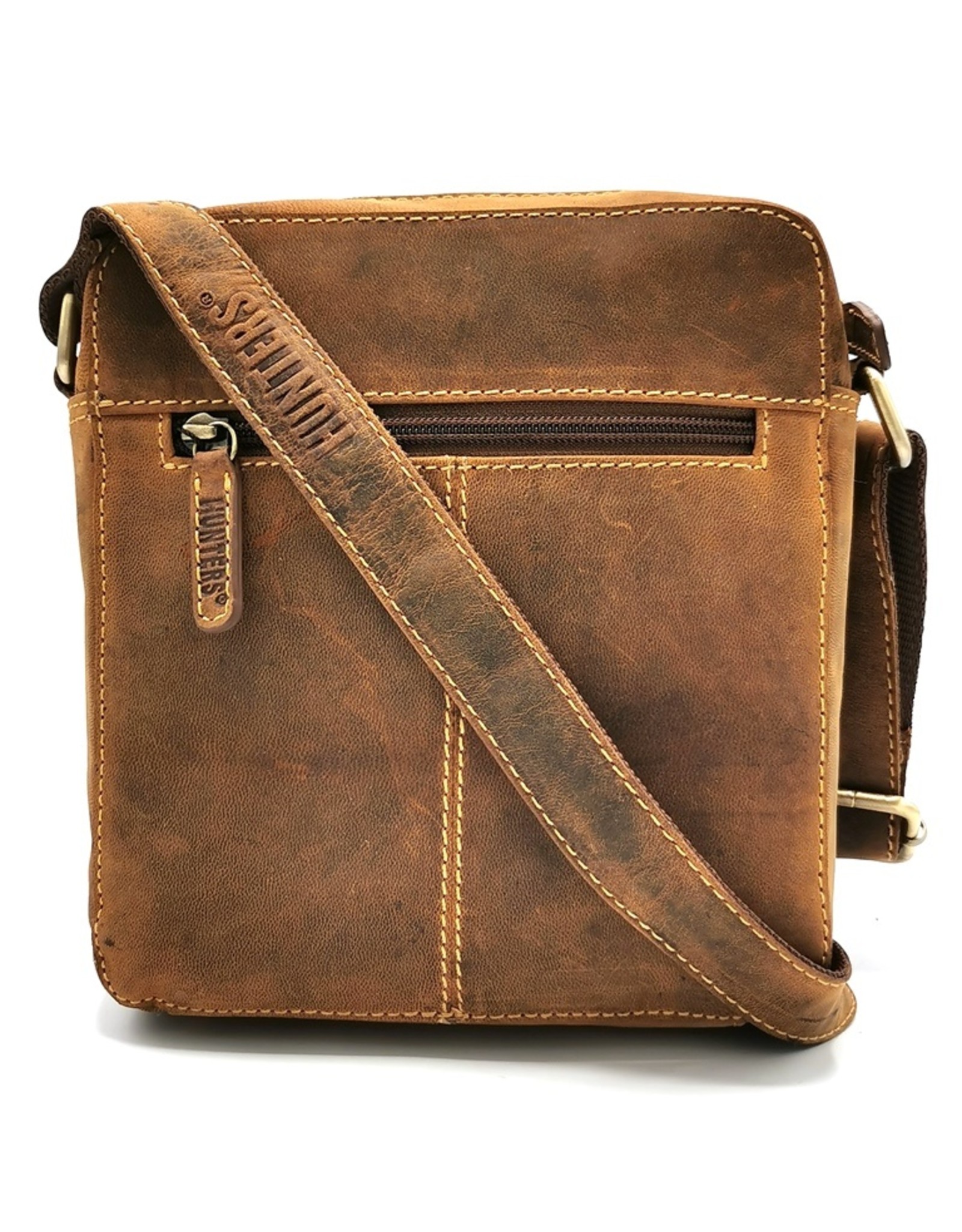 Hunters Leren schodertassen Leren crossbody tassen - Hunters crossbody Buffelleer vierkant (klein)