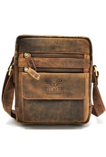 Hunters Leren tassen - Hunters Leren Crossbody met vakjes - Buffelleer