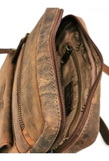 Hunters Leren tassen - Hunters Leren Crossbody met vakjes - Buffelleer
