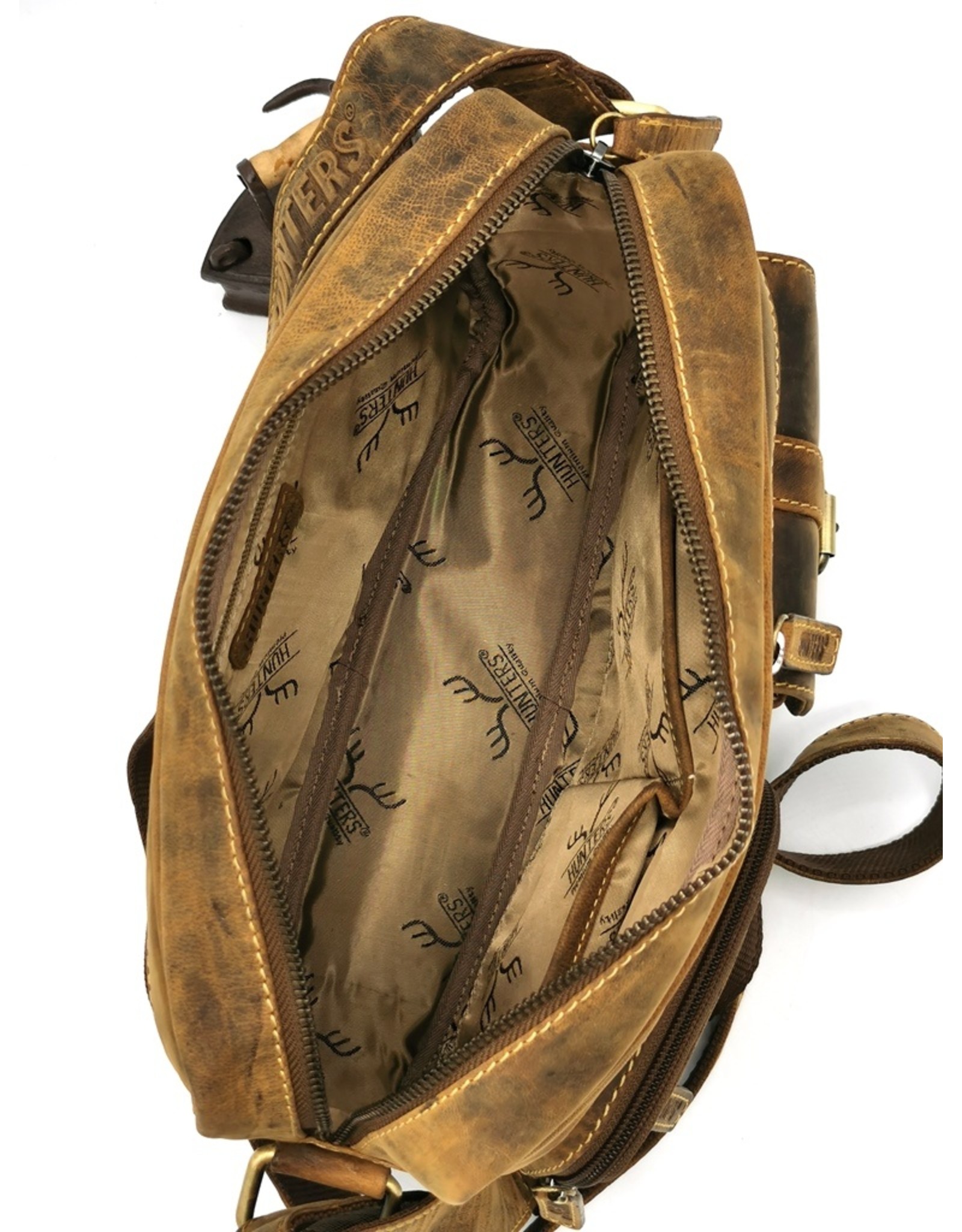 Hunters Leren schoudertassen Leren crossbody tassen - Hunters Schoudertas met veel vakjes - Buffelleer