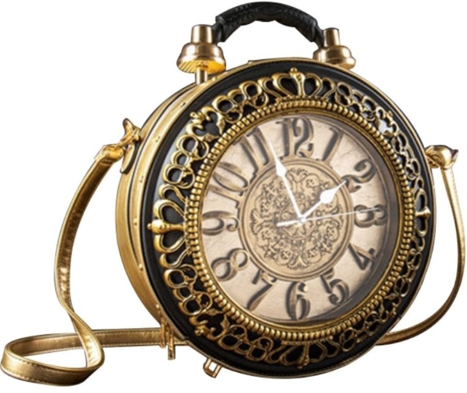Clock bag with Working Clock Vintage Gold (large) Boutique Trukad Boutique Trukado
