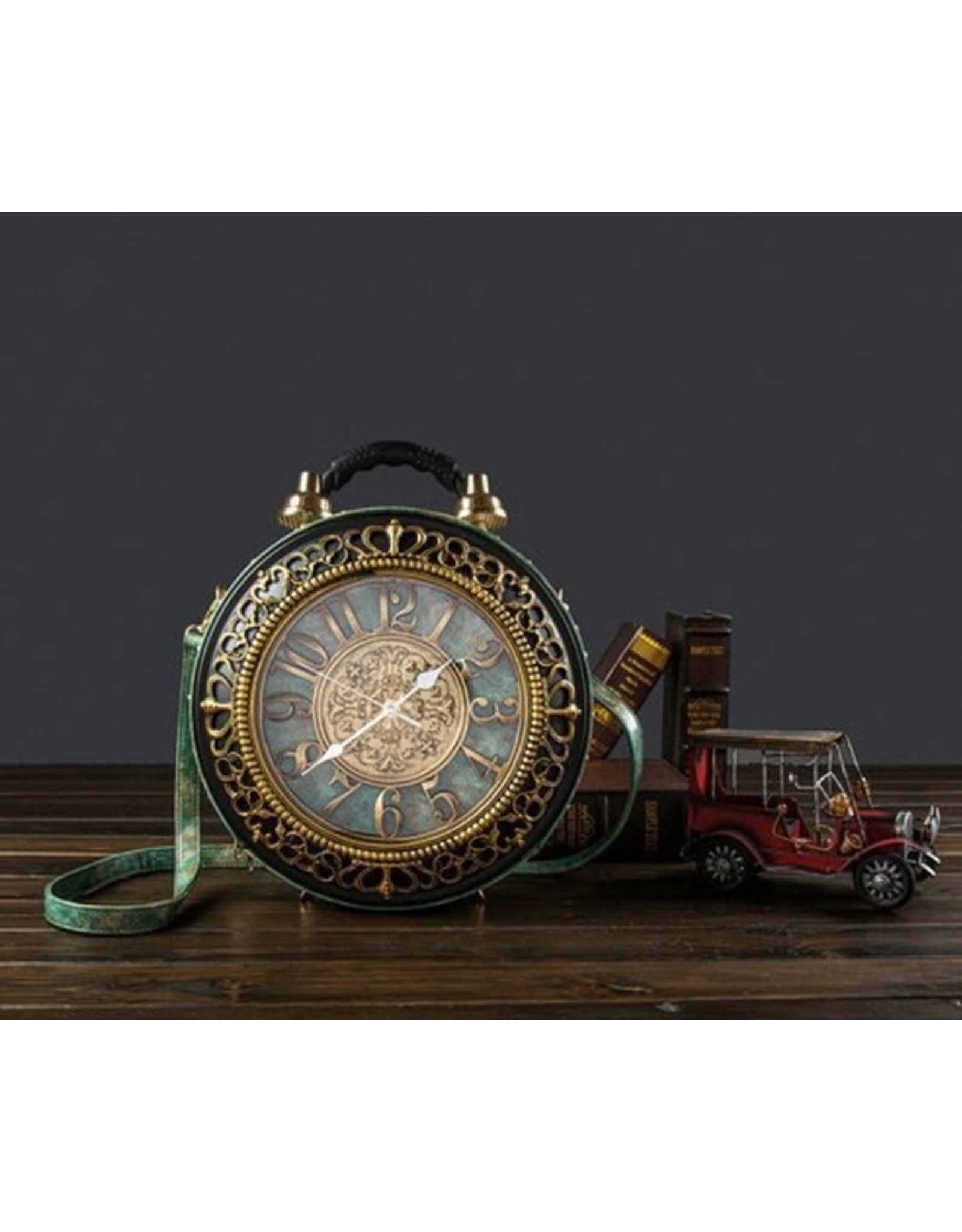 Clock bag with Working Clock Vintage Green (large) Boutique Trukad Boutique Trukado