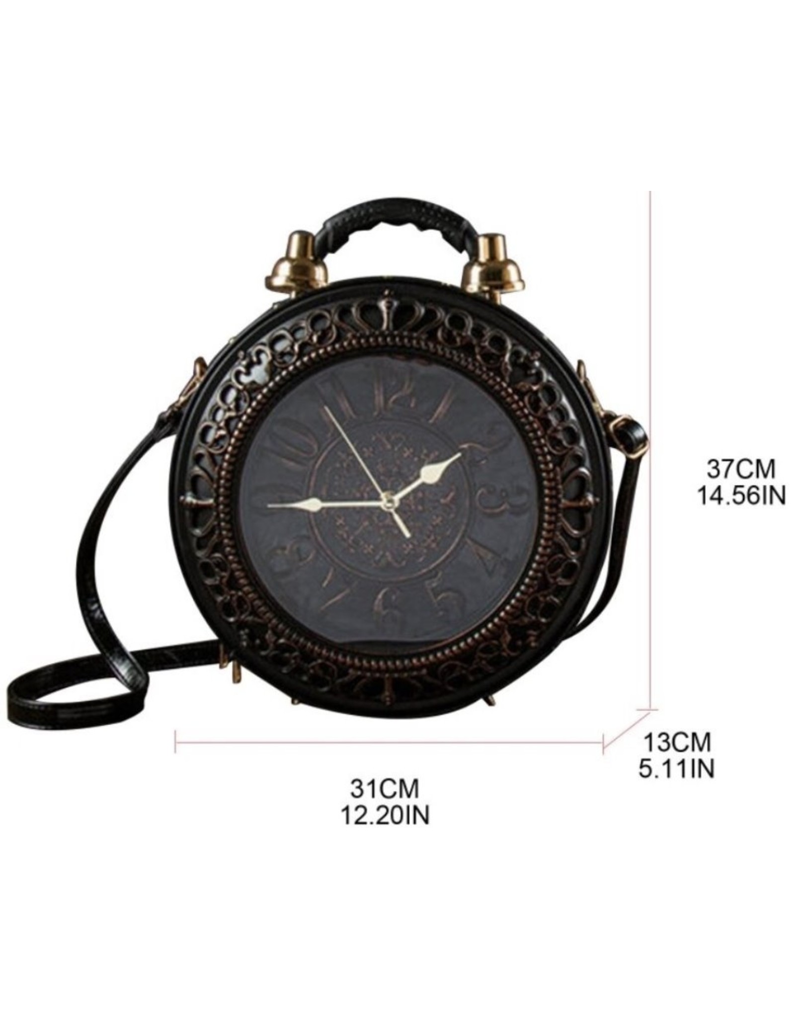 Magic Bags Fantasy bags - Clock bag with Working Clock Vintage Black large