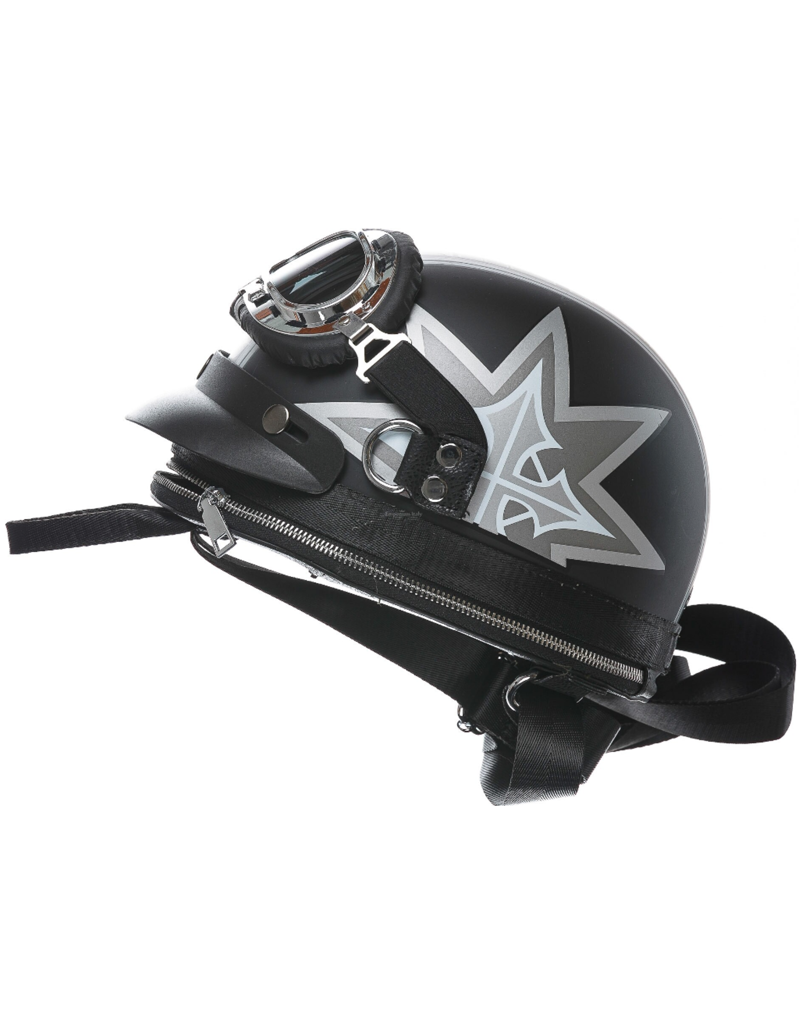 Magic Bags Fantasy bags and wallets - Motor helmet backpack with Star and Text black-silver