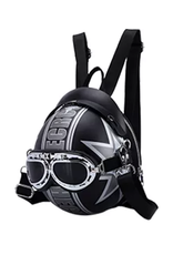 Magic Bags Fantasy tassen en portemonnees - Motorhelm rugtas met Ster en Tekst zwart-zilver