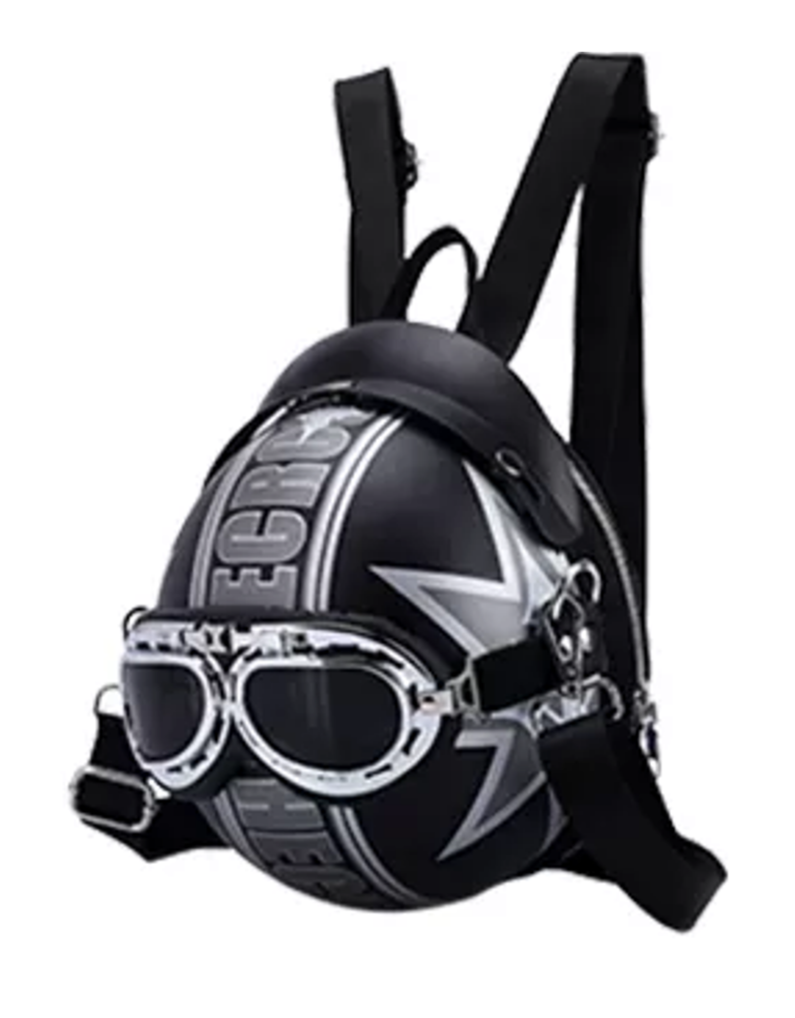 Magic Bags Fantasy bags and wallets - Motor helmet backpack with Star and Text black-silver